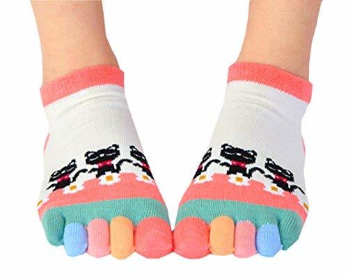 PANDA SUPERSTORE Womens [Cat Candy Life] Five Toes Socks Five Fingers Cartoon So