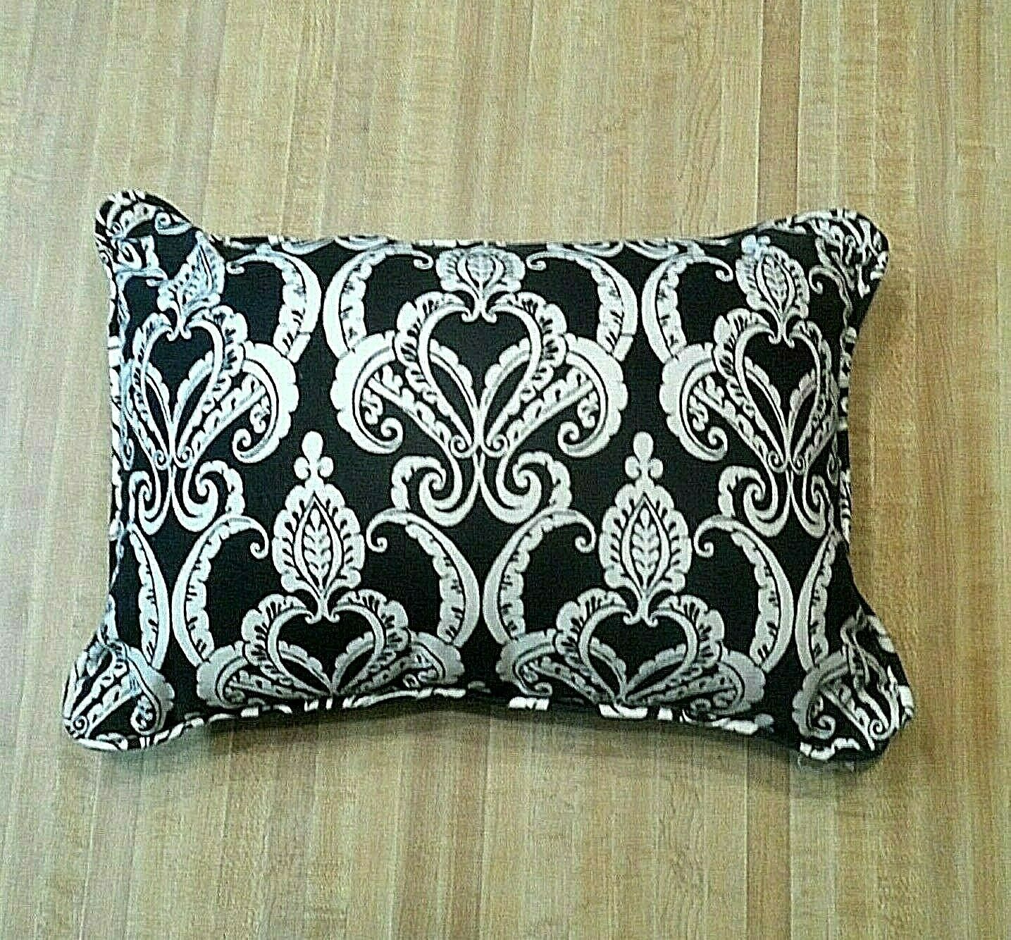 Decorative Throw Pillow 18x12 Boho Bohemian Rectangular Black Cream