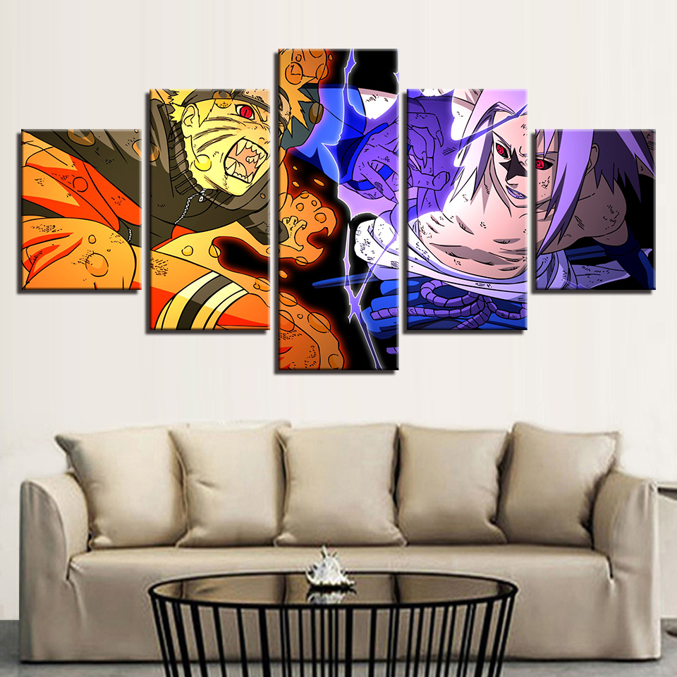 Framed 5 Panel Anime Naruto Canvas Print Painting Wall Art Picture Home