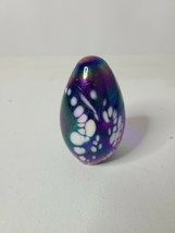 Vintage Art Glass Paper Weight Egg Shaped Blue White Handcrafted Murano ... - $29.88