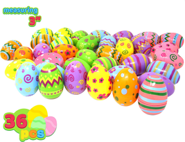 36 Pcs Jumbo Plastic Printed Bright Easter Eggs, over 3'' Tall for Easter Hunt, 