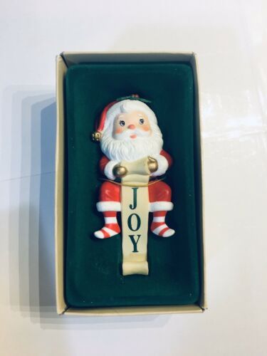 Vintage Russ Christmas Stocking Hanger JOY Santa Claus Plastic Resin NRFB NIB - $14.69