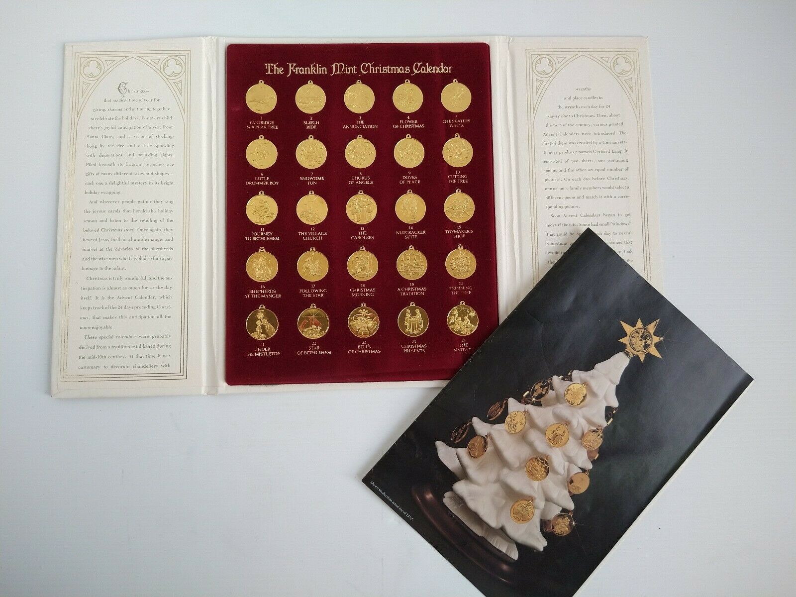 Franklin Mint Christmas Tree Advent Calendar Ornaments 25 Gold