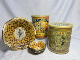 VTG Mr. Peanut Planters Tin Nut Serving Bowls &amp; 1981/2 Anniversary Empty... - $29.95