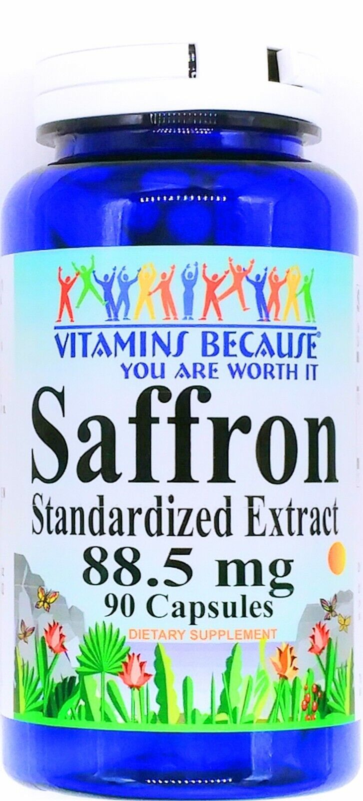 Saffron 88.5mg Standardized Extract 90 Capsule Crocus Sativus Safranal Crocin VB Vitamins