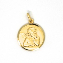 SOLID 18K YELLOW GOLD MEDAL, GUARDIAN ANGEL, 13 mm DIAMETER, VERY DETAILED image 2