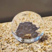 Wells Fargo Bank Paperweight, Collectible Glass with Pewter Stagecoach. 3.5" image 2
