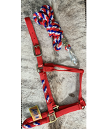 Red White and Blue Nylon Halter with Lead Nylon Horse Size NEW - $18.99