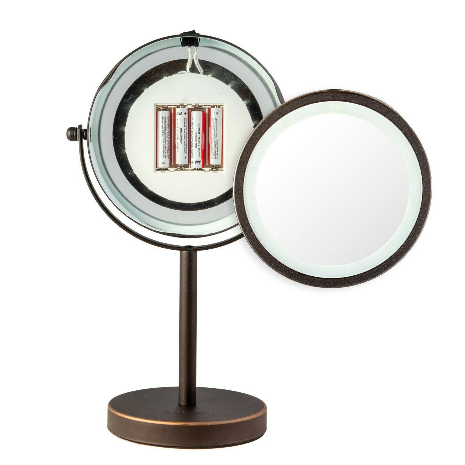 Rucci Tabletop LED Light Makeup Mirror,7x Magnification, Battery