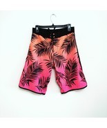 Burnside Men&#39;s Board shorts Size 30 Red Orange Print Polyester Blend Shorts - £15.62 GBP