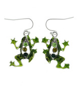 Woman SilverTone Dangle Crystal Frog Earring Tarnish Resistant Jewelry-404 - $8.78