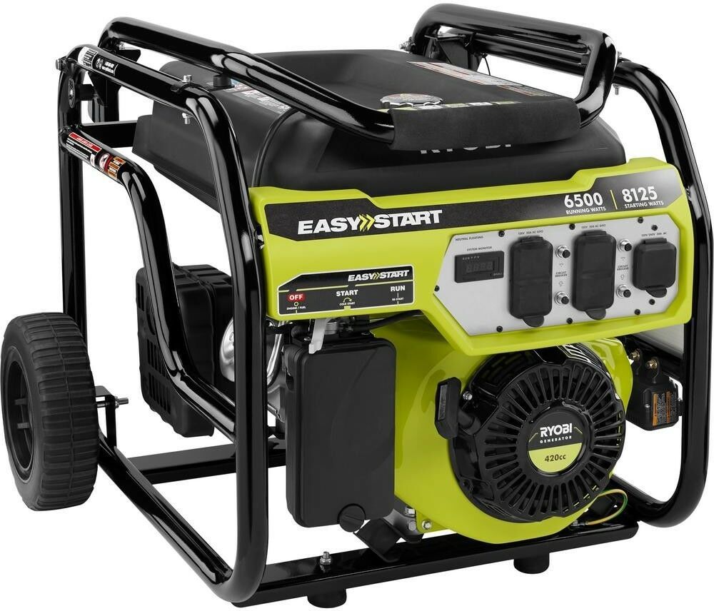 Ryobi Portable Generator 6,500Watt Gasoline Powered Shutdown Sensor