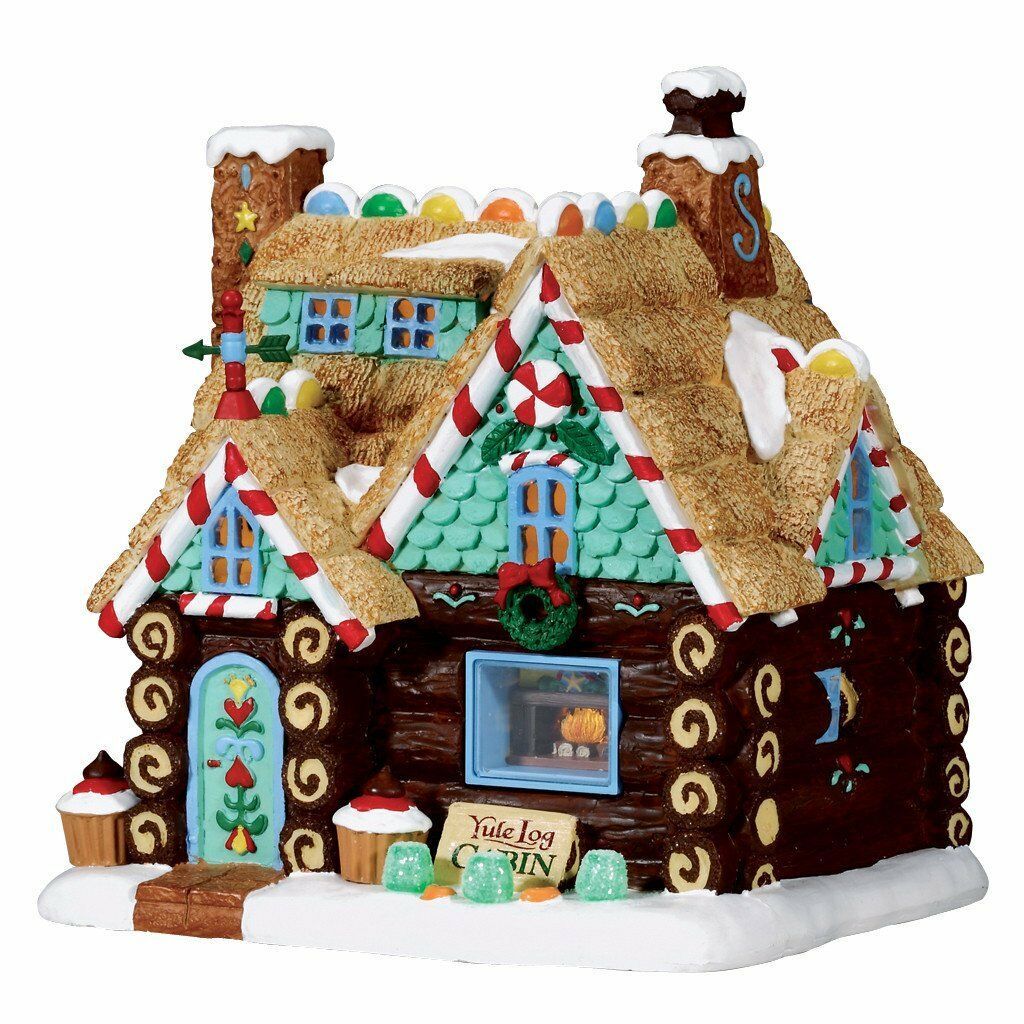 Lemax Village Collection Lighted Building Yule Log Cabin Christmas ...