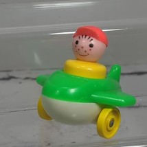 Vintage Fisher Price Little People Yellow Boy with Hat Riding Airplane  - $11.88