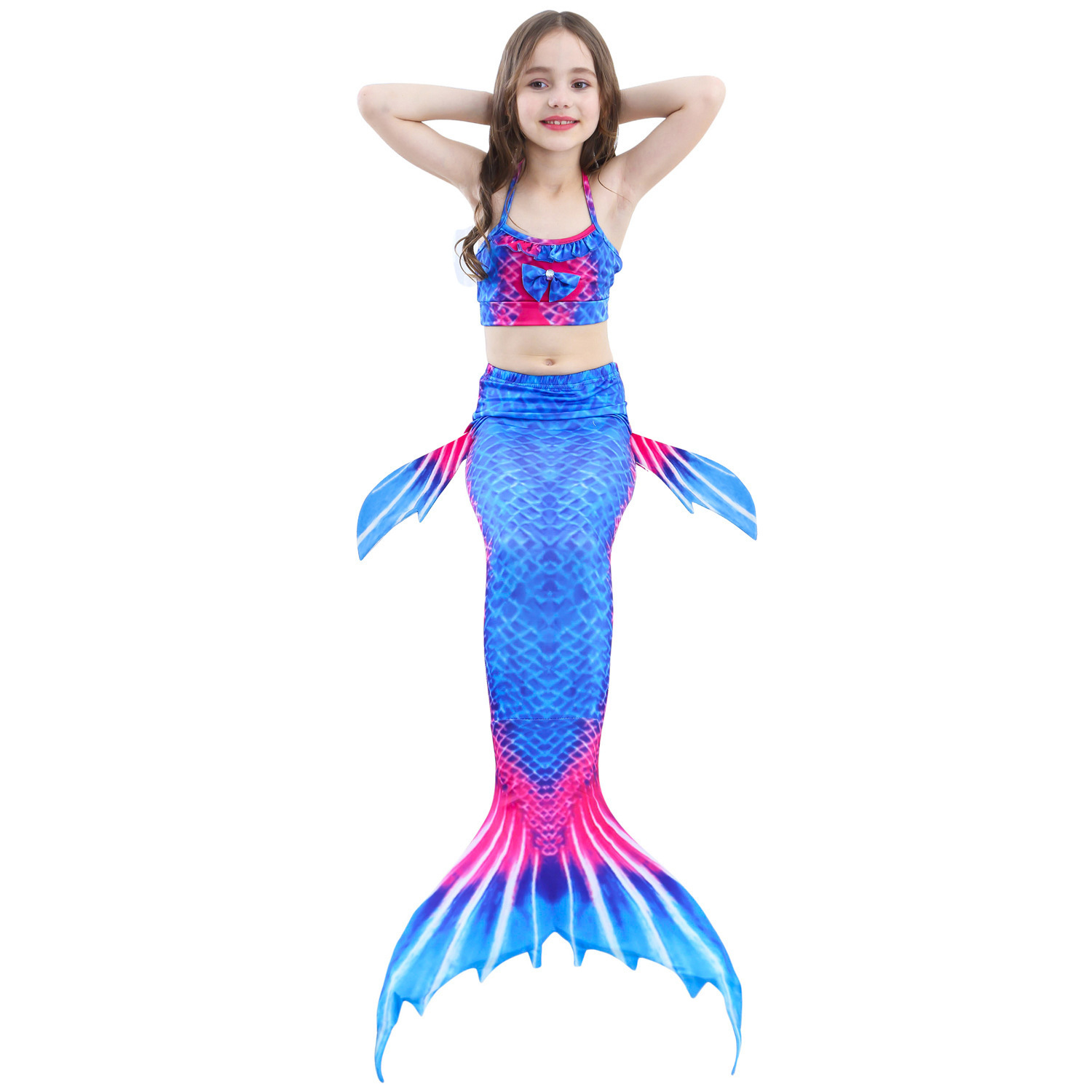 4PCS/Set Yellow Swimmable Mermaid Tail With Monofin Girls Swimwear ...