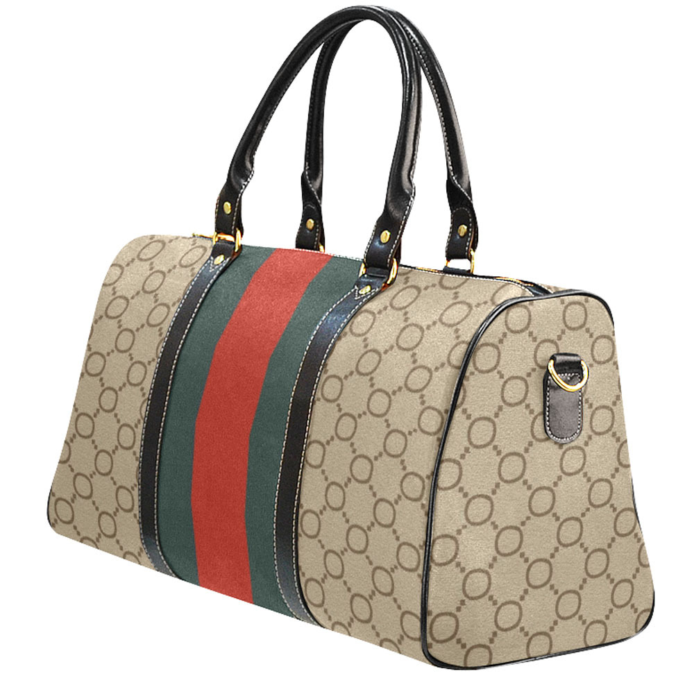 Gucci Style Green Red Stripes Travel Bag Gym Bag Luxury Style Large