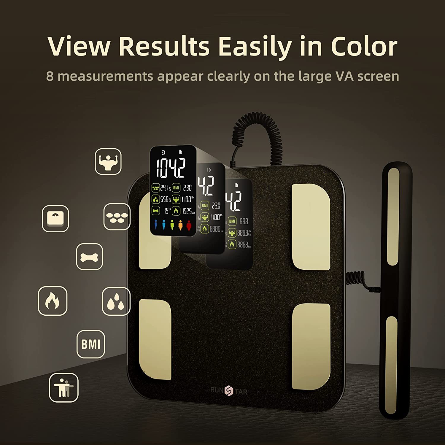 Scale For Body Weight Runstar 8 Electrodes High Accurate Rechargeable 