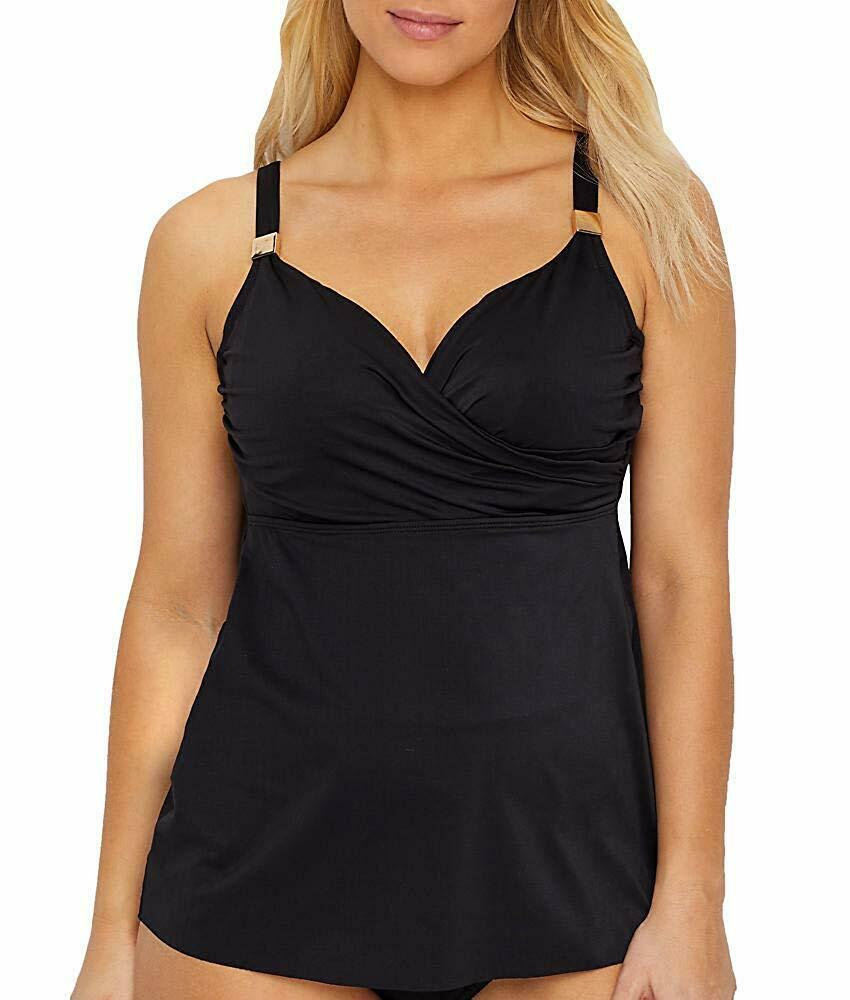 Miraclesuit BLACK Solid Criss-Cross Underwire Tankini Top, US 38DDD, UK ...