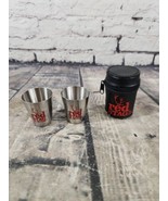 Set Of 2 Red Stag Jim Beam Stainless Steel Shot Glasses W/ Black Carrying Case - $16.99