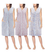 Women&#39;s Sleeveless Pearl Snap Button Floral Duster Nightgown Lounger Rob... - $19.75+