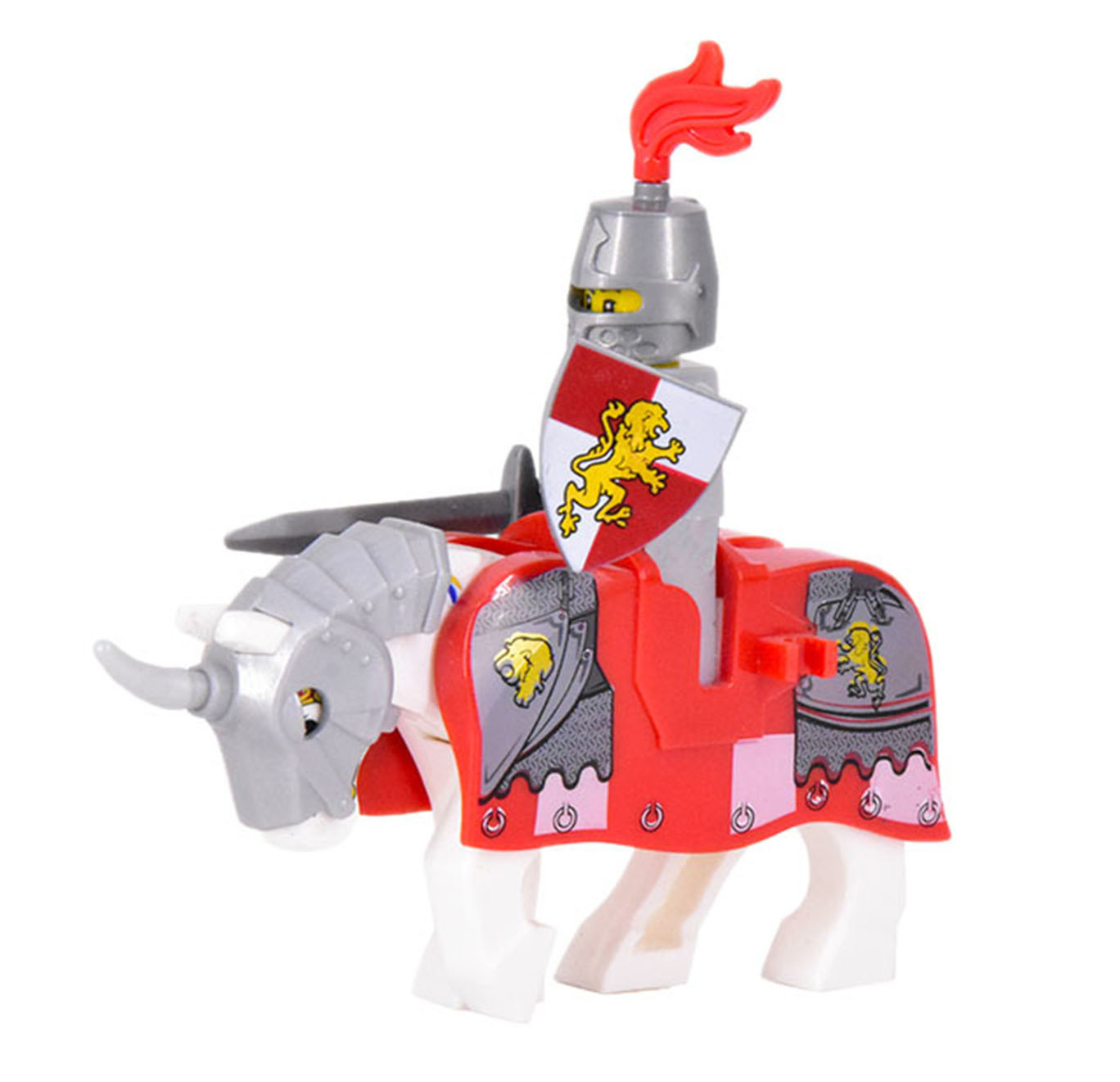 1pcs Medieval Castle Mounted Gold Lion Knight Custom Bricks