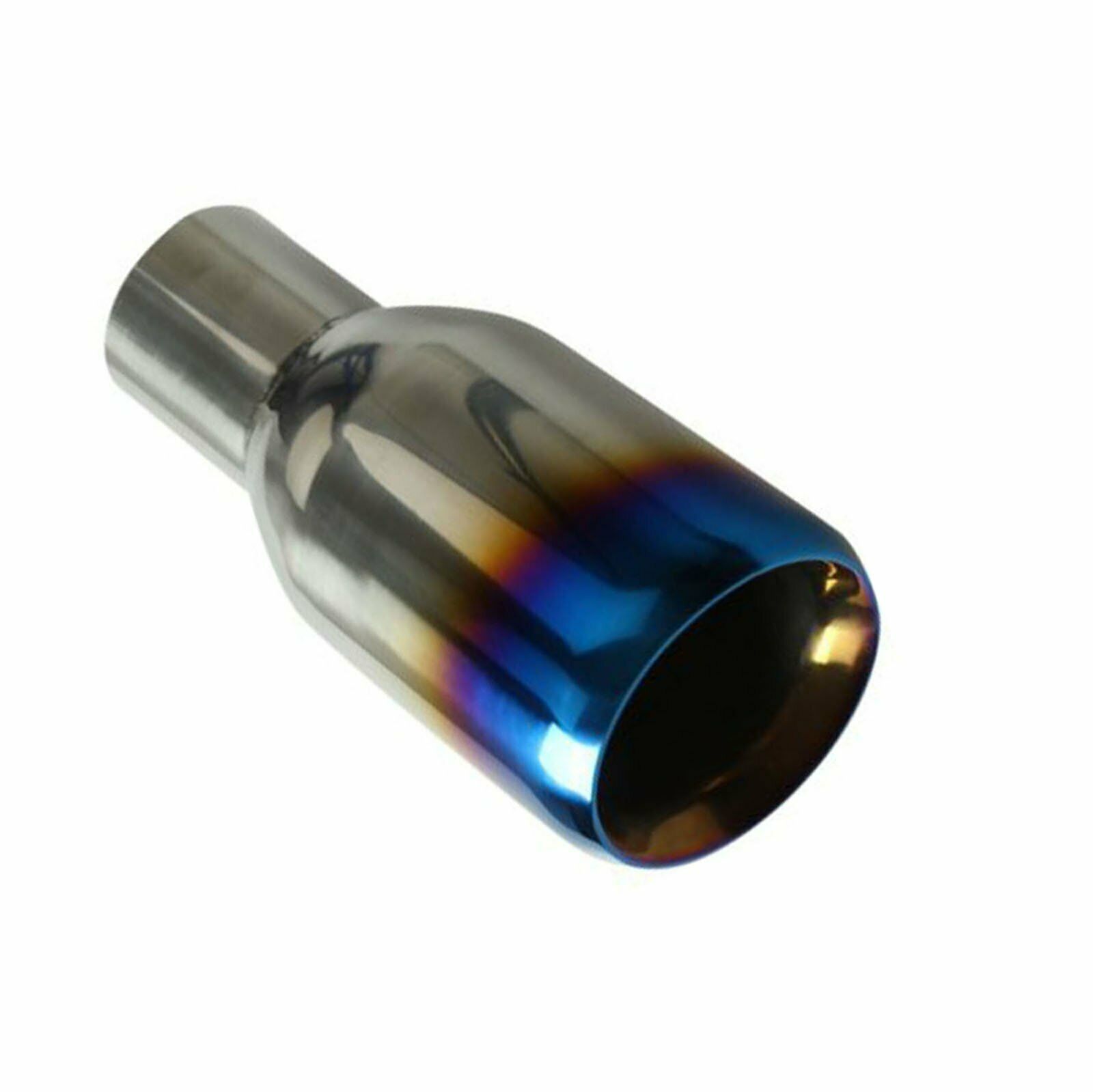 New Blue Burnt Exhaust Slant Tip Polished Stainless 2.5 In 4 Out 7.75 Long