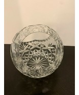Vintage Lead Crystal Cut Glass Round Basket Handled Bowl Easter Wedding ... - $39.60