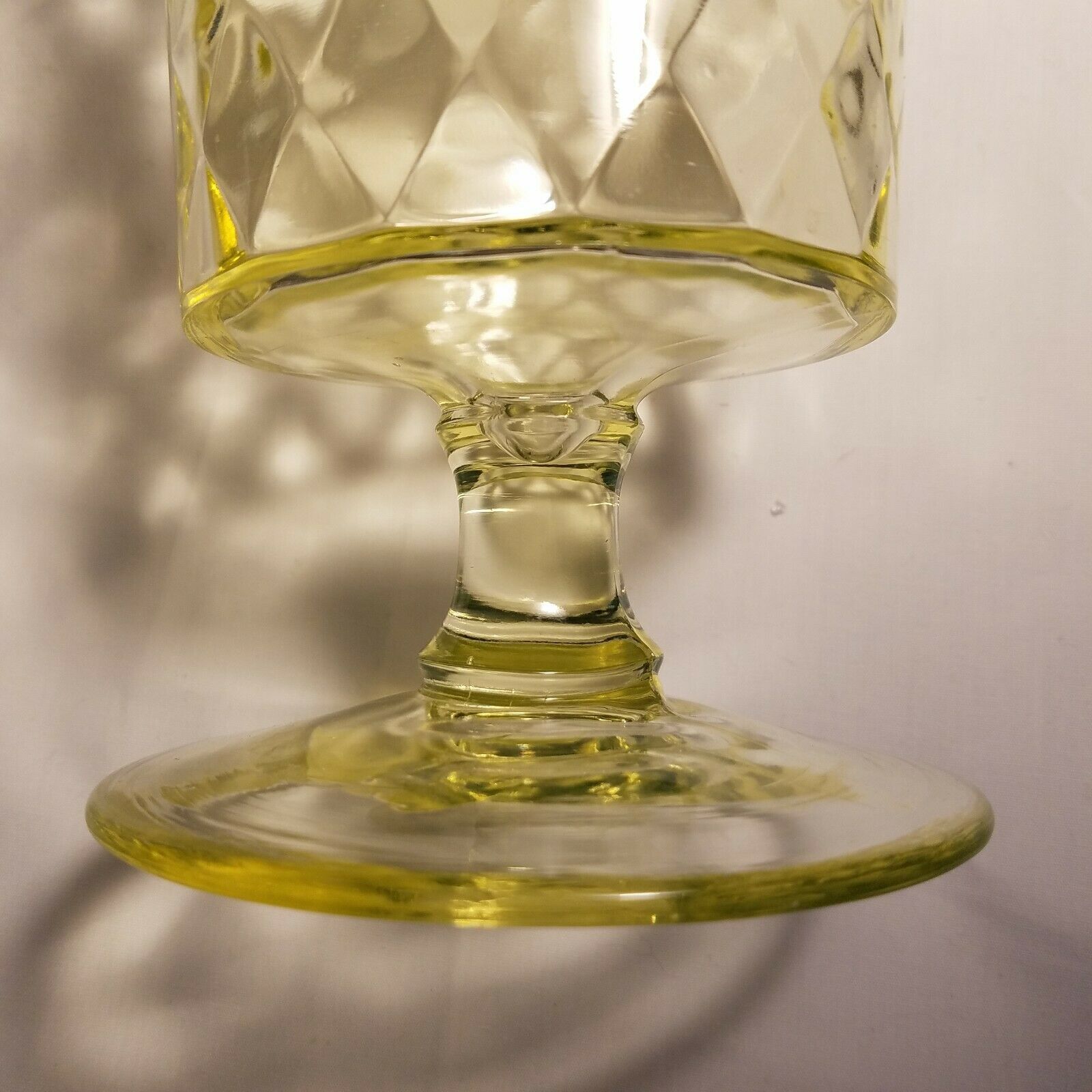 Bryce Quilted Diamond 1000 Pedestal Sugar Canary Glass EAPG Into 1885 