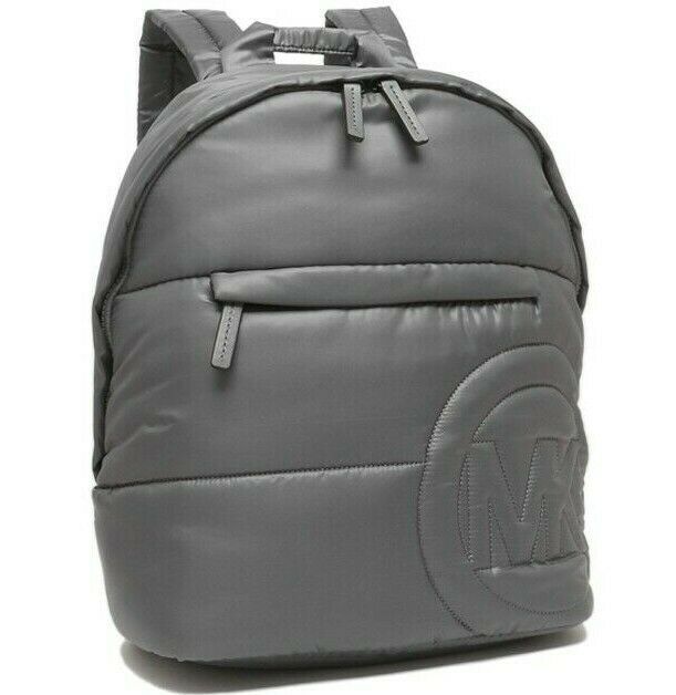 NWB Michael Kors Rae Medium Quilted Nylon Gray Backpack 35F1U5RB2C Dust Bag FS
