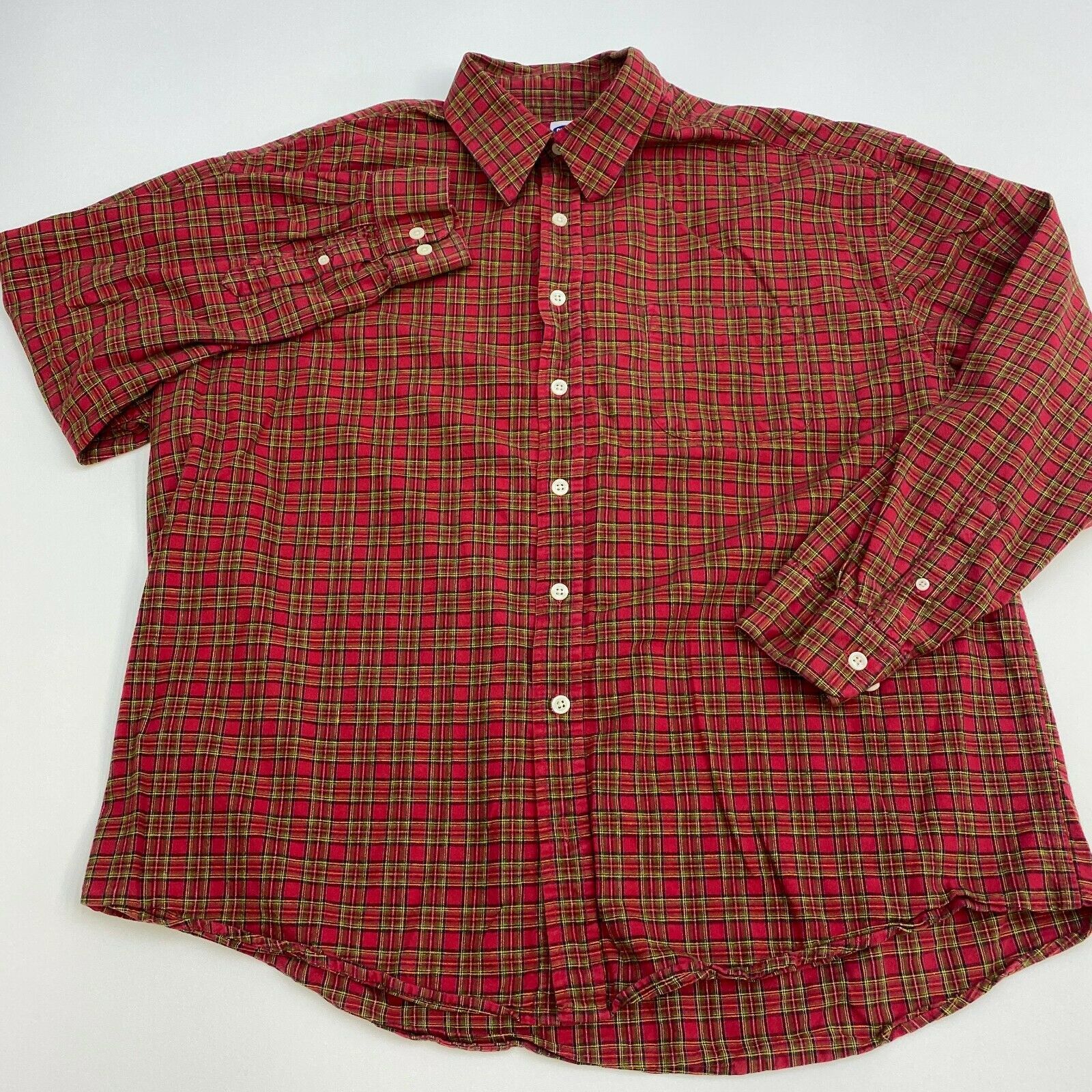 Old Navy Button Up Shirt Mens XXL Red Plaid Long Sleeve Casual - Casual ...