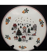 Direct Source Int&#39;l Christmas Village Scene Holly Bells Sleigh Dinner Plate - $21.78