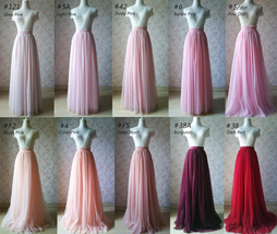 Womens Long Tulle Skirt, Pink Long Tulle Skirt, Bridesmaid Outfit, Plus Size image 14