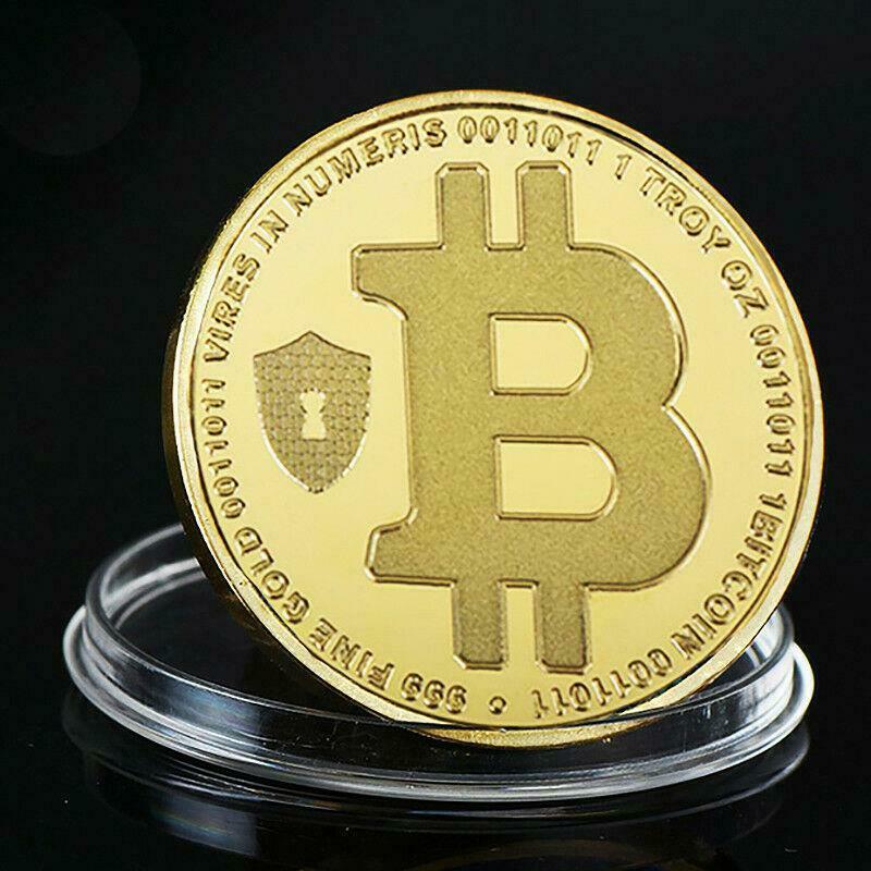 24k Gold Plated Bitcoin Satoshi Collection Gift Coin Collectible Ornament Decor
