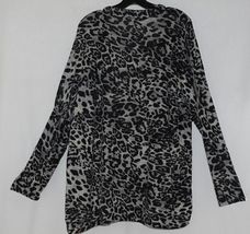 ZigZag Stripe Brand Black Gray Wild Peek A Boo Button Womens Cardigan Size XL image 4