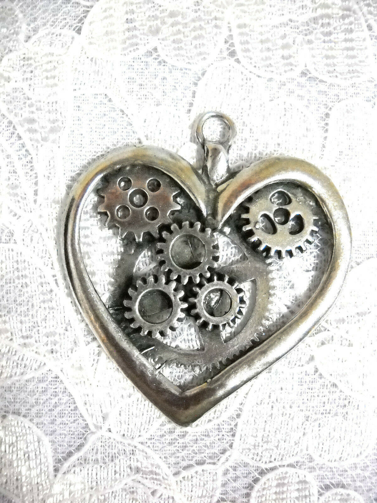 Primary image for Steampunk Heart with Gears Solid USA Pewter Pendant Adjustable Necklace