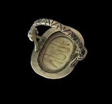 Vtg 1940s Egyptian Scarab Carved Fetish Stone Ring Sz 8.5 Sterling Silver 5g image 6