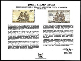 USPS PS43 Souvenir Card, US / Germany Joint Stamp US 20 cent Germany 80 stamps - $4.99