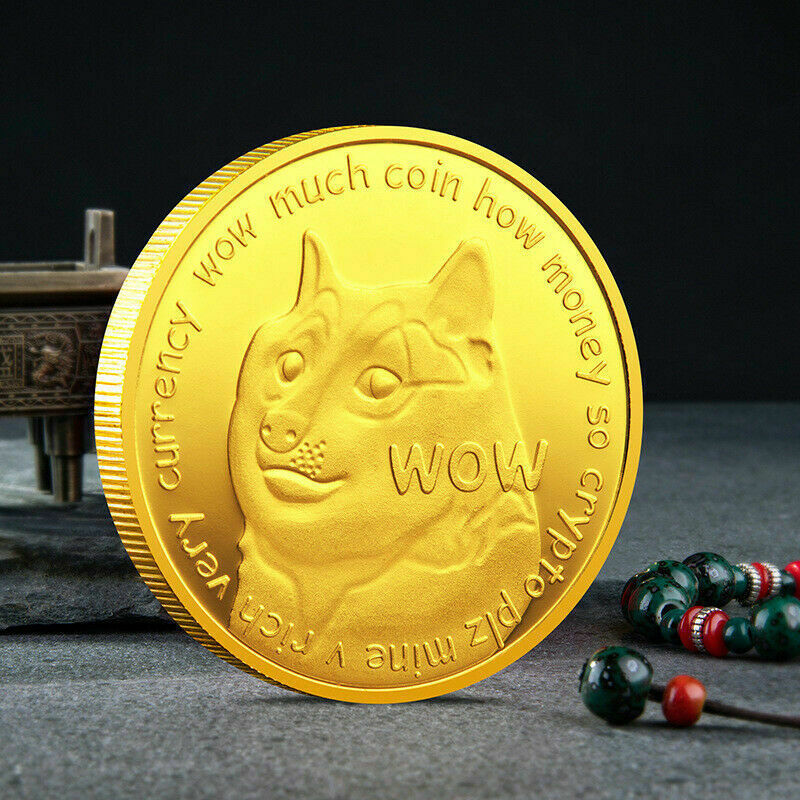Doge DogeCoin Doge Coin CryptoCurrency Physical Gold Plated Coin - Shiba Inu!
