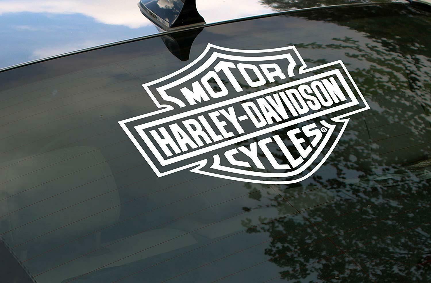 Harley Davidson Logo Die Cutz White Vinyl Rear Windshield Decal 