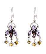grand Multi 925 Sterling Silver Multi Earring Natural jewelry US gift - $41.57