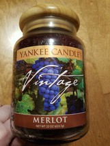 YANKEE CANDLE merlot Jar Candle Net Wt 22oz Discontinued &amp; Rare wine - $99.00