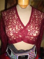ATS Tribal BellyDance Bohemian Gypsy Lace Burgundy Choli Renaissance Top