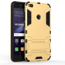 Gold Kickstand Case for Huawei P8 Lite 2017 - Heavy Duty Hybrid Hard Cover USA - $2.97