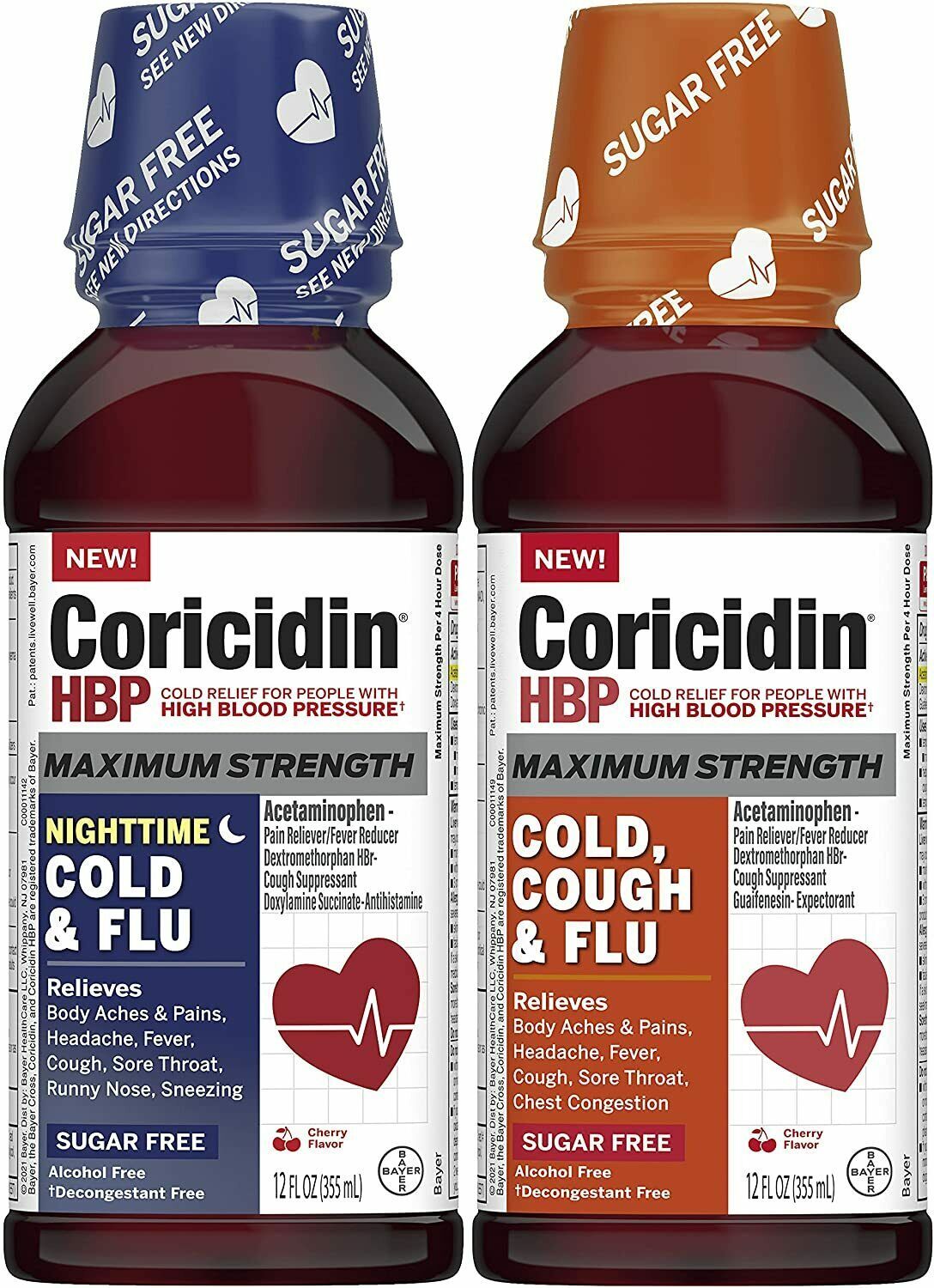 Coricidin HBP Maximum Strength Cold & Flu Day & Night Sugar-Free ...