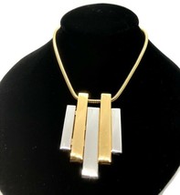 VTG Avon Slide Pendent Necklace, Silver & Gold Cast Metal, Geometric Deco Style* - £16.04 GBP