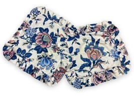 2 Custom Waverly Blue Pink Jacobean Floral Ruffled Pillowcase Cover ~14 ... - $27.23