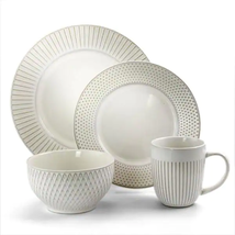 Market Finds 16-Piece Contemporary White Stoneware Dinnerware Set (Service for 4 image 2