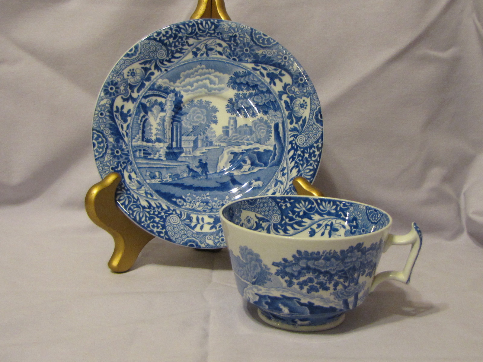Copeland Spode's Blue Italian Footed Cup and Saucer England - $15.00