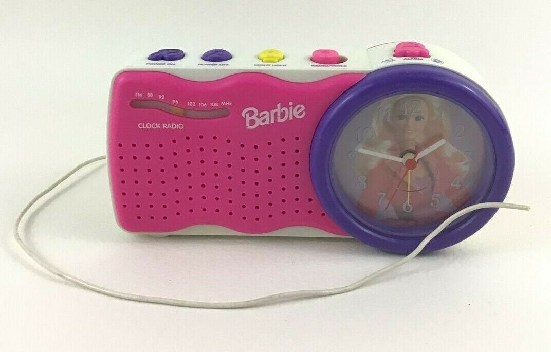 Barbie Clock Radio Vintage 1995 Lighted Face Alarm Night Light Mattel