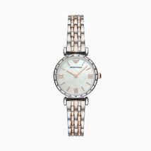 Emporio Armani Silver and Rose Gold Stainless Steel Ladies Watch AR11290 - $185.00